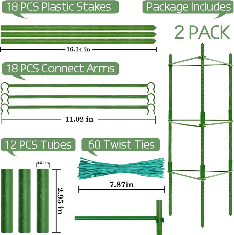 Halatool 2 Pack Tomato Cages for Garden,Up to 48in(4FT) Adjustable Tomato Cage,Garden Stakes Tomato Trellis for Pots,Tomato Plant Support for Raised Garden Bed&Climbing Vegetables Flowers(Green) - Image 2